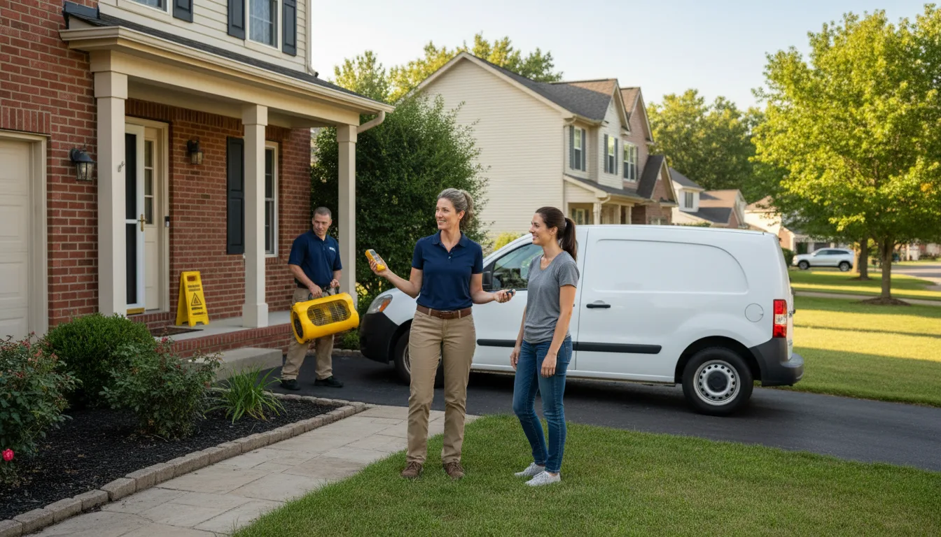 Residential water damage restoration in Easton, IL